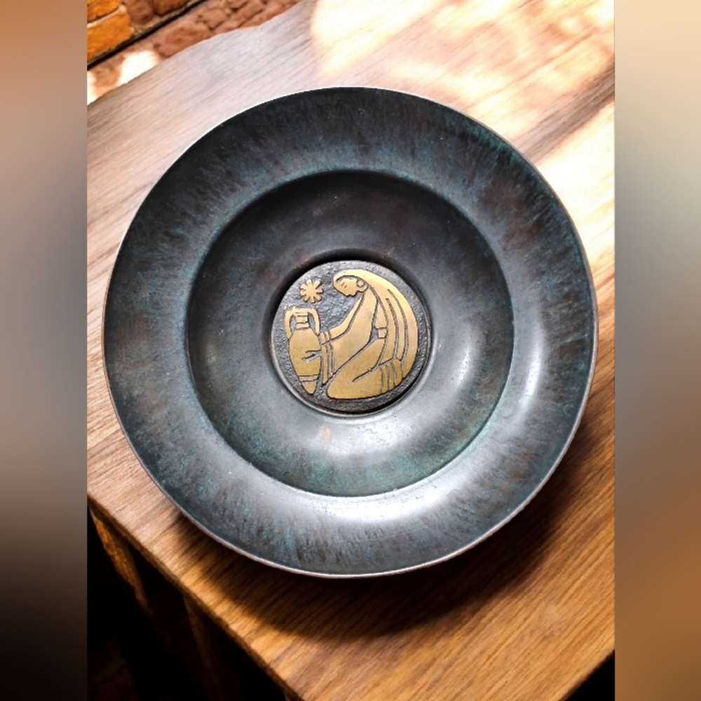 1950's Vintage Taya Jerusalem Footed Brass Bowl